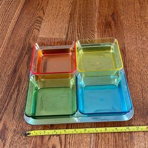 Serving tray with colorful bowls